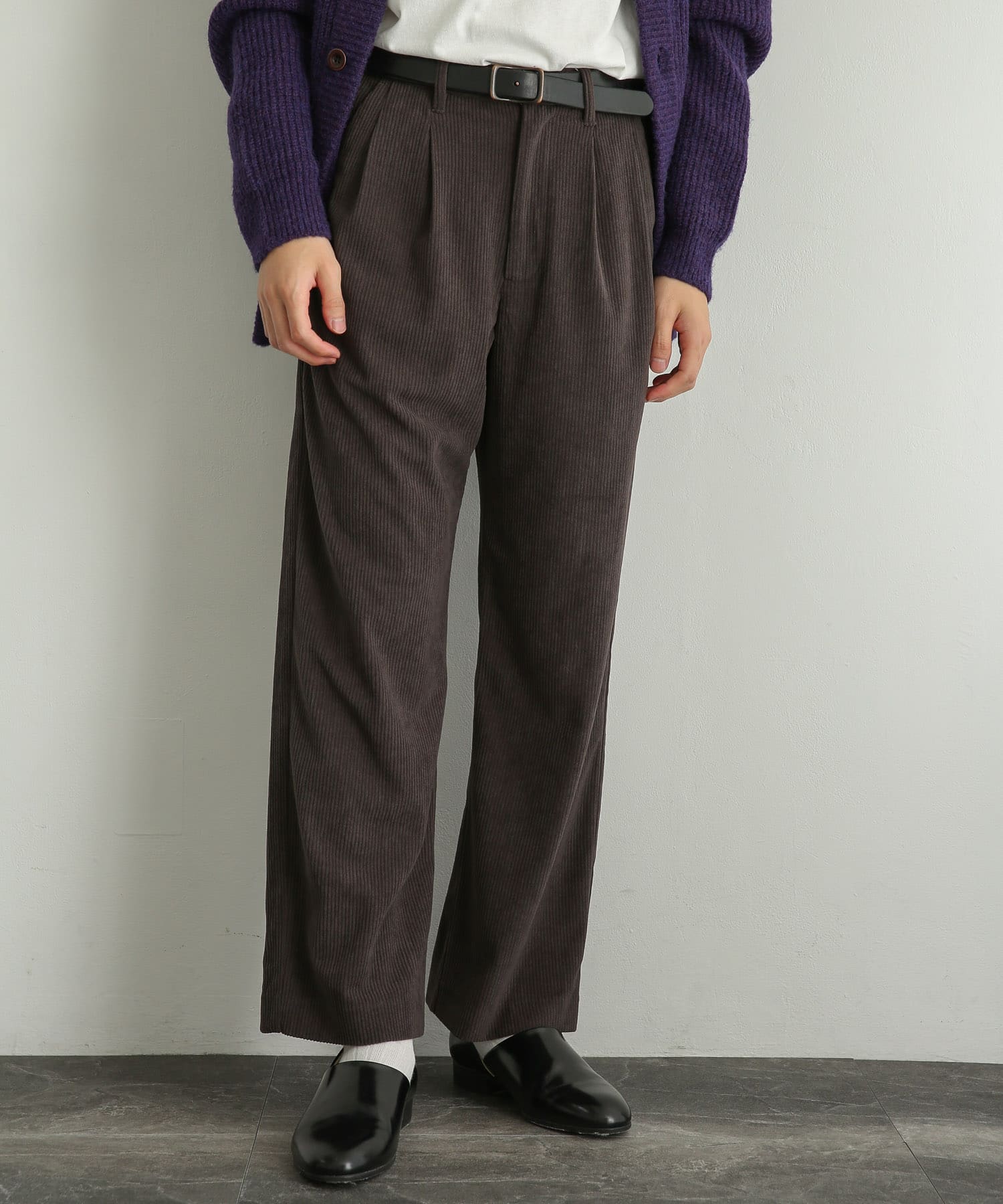 2TUCK WIDE FLARE SLACKS BLUE GREEN スラックス | endageism.com