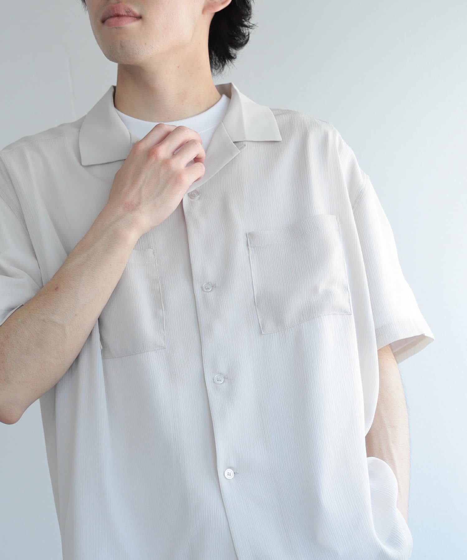 OPEN COLLAR SHIRT②白-