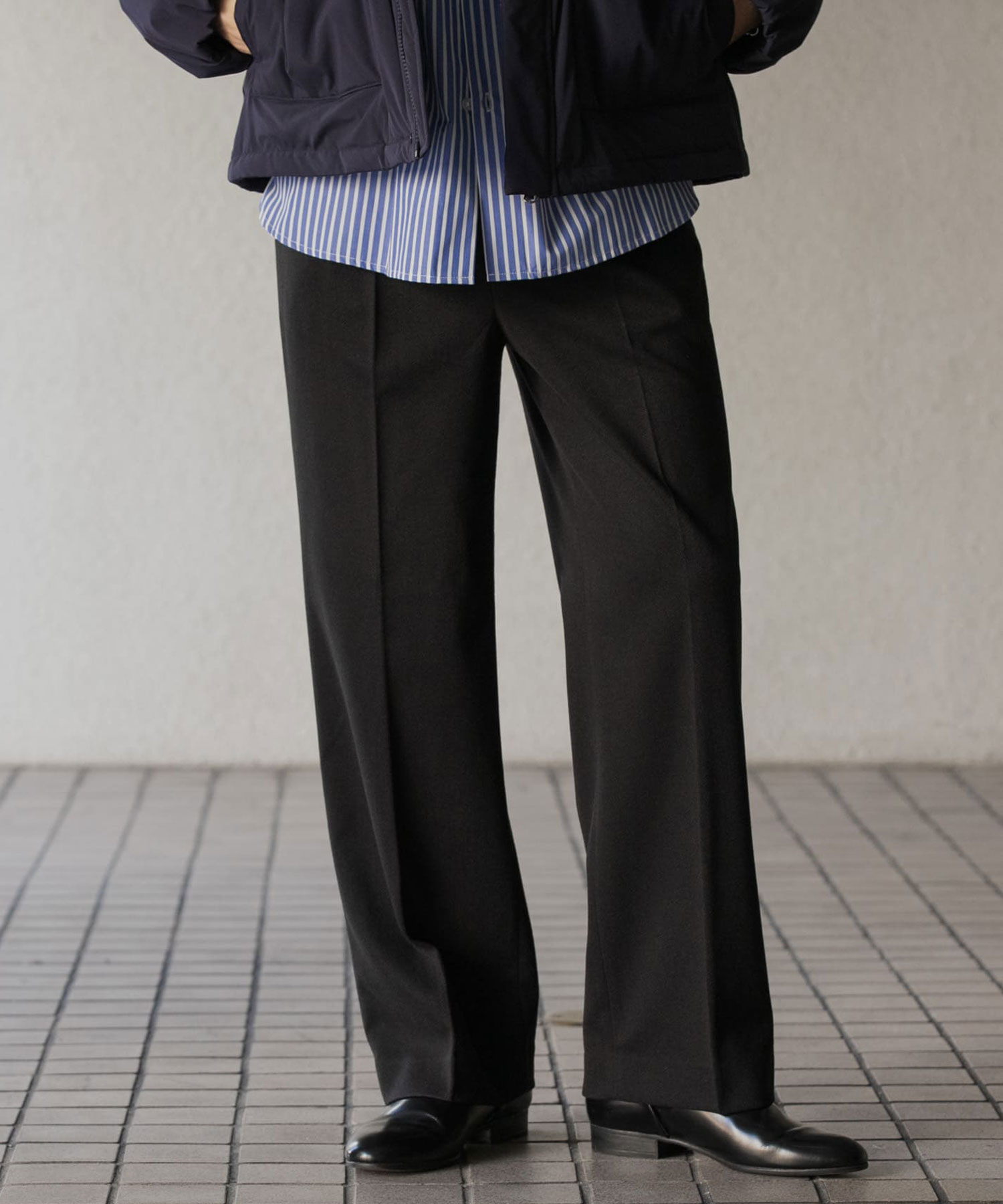 若者の大愛商品 PLACE OF SENSE 台灣官方網站- Pants Wide Tuck 魚骨紋寬版長褲Herringbone パンツ