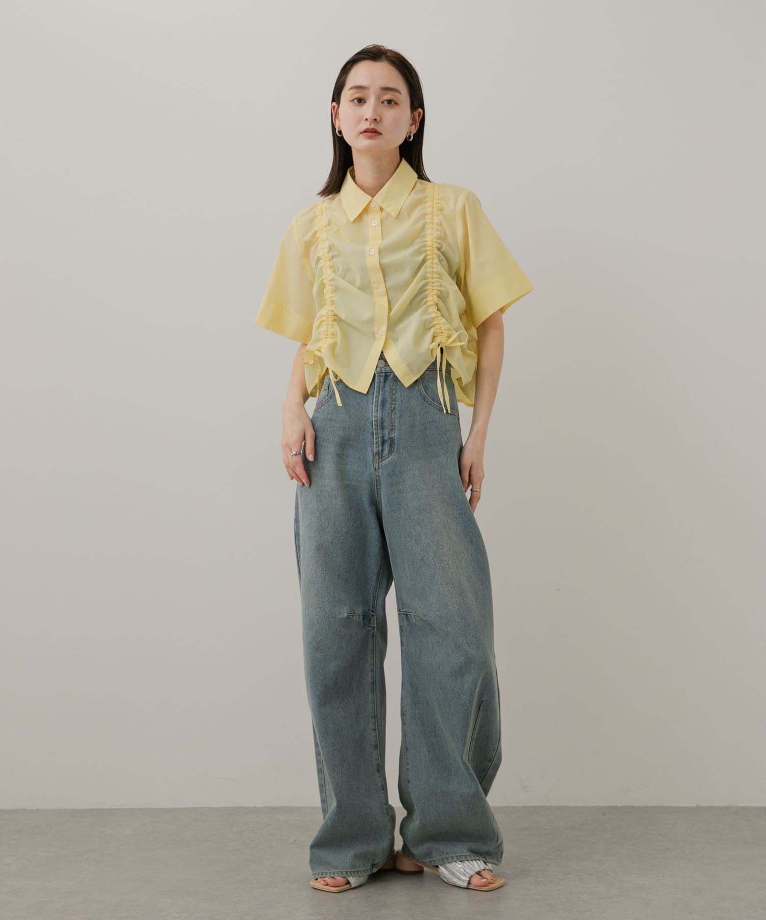 SENSE OF PLACE 台灣官方網站- 短版抽皺短袖襯衫Cropped