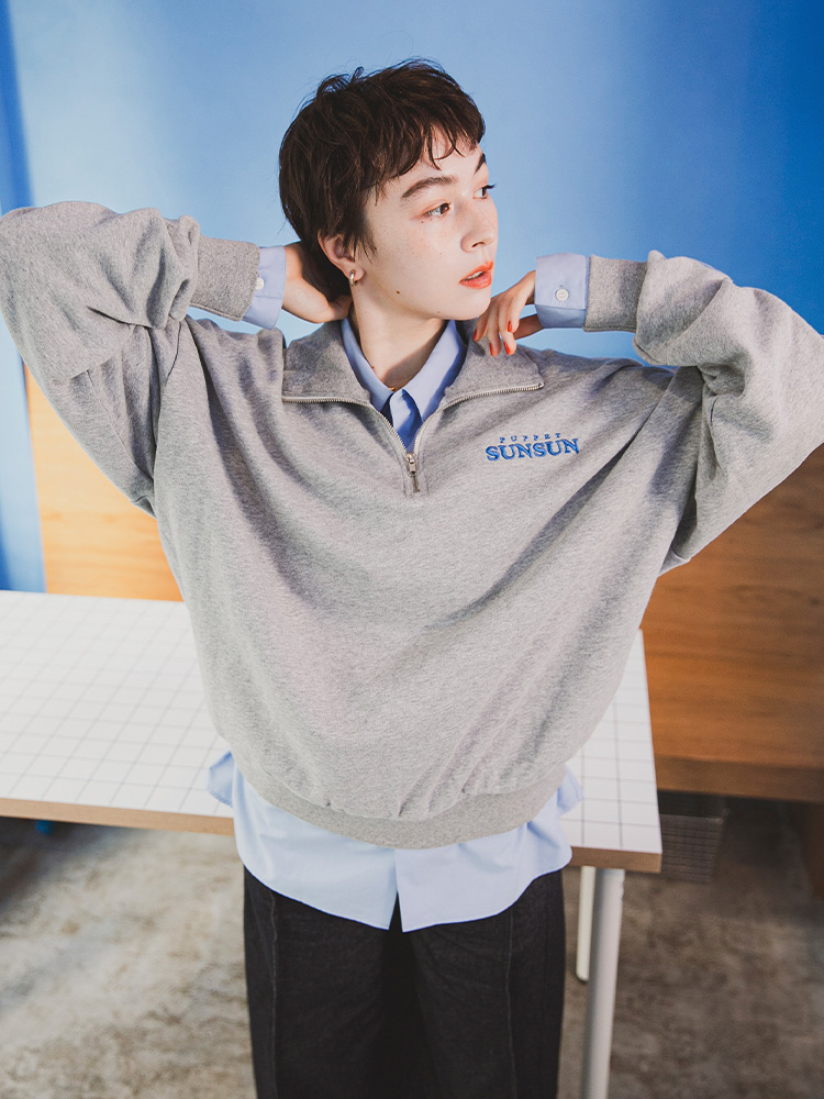 『UNISEX』『別注款』 SUNSUN 聯名半拉鍊大學T