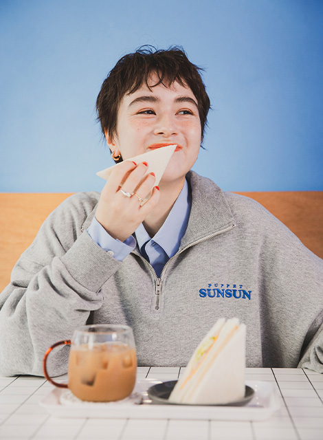 『UNISEX』『別注款』 SUNSUN 聯名半拉鍊大學T