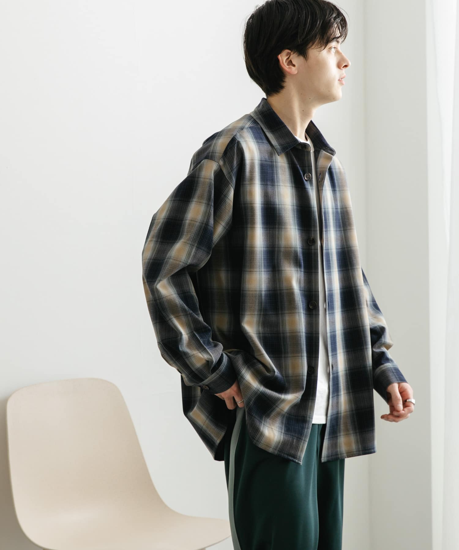 『UNISEX』『EASY CARE』寬鬆長袖襯衫