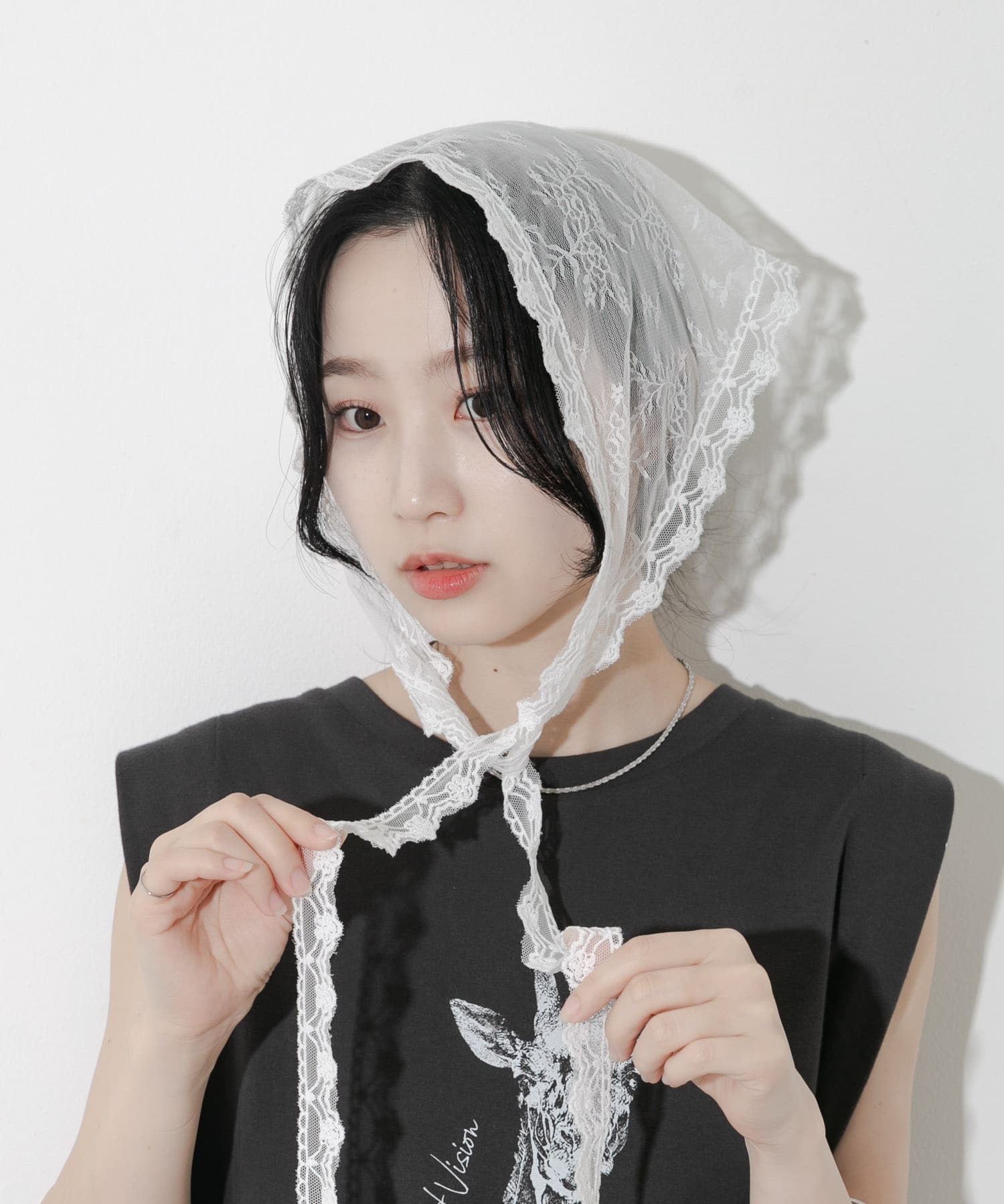 鏤空花邊蕾絲頭巾<