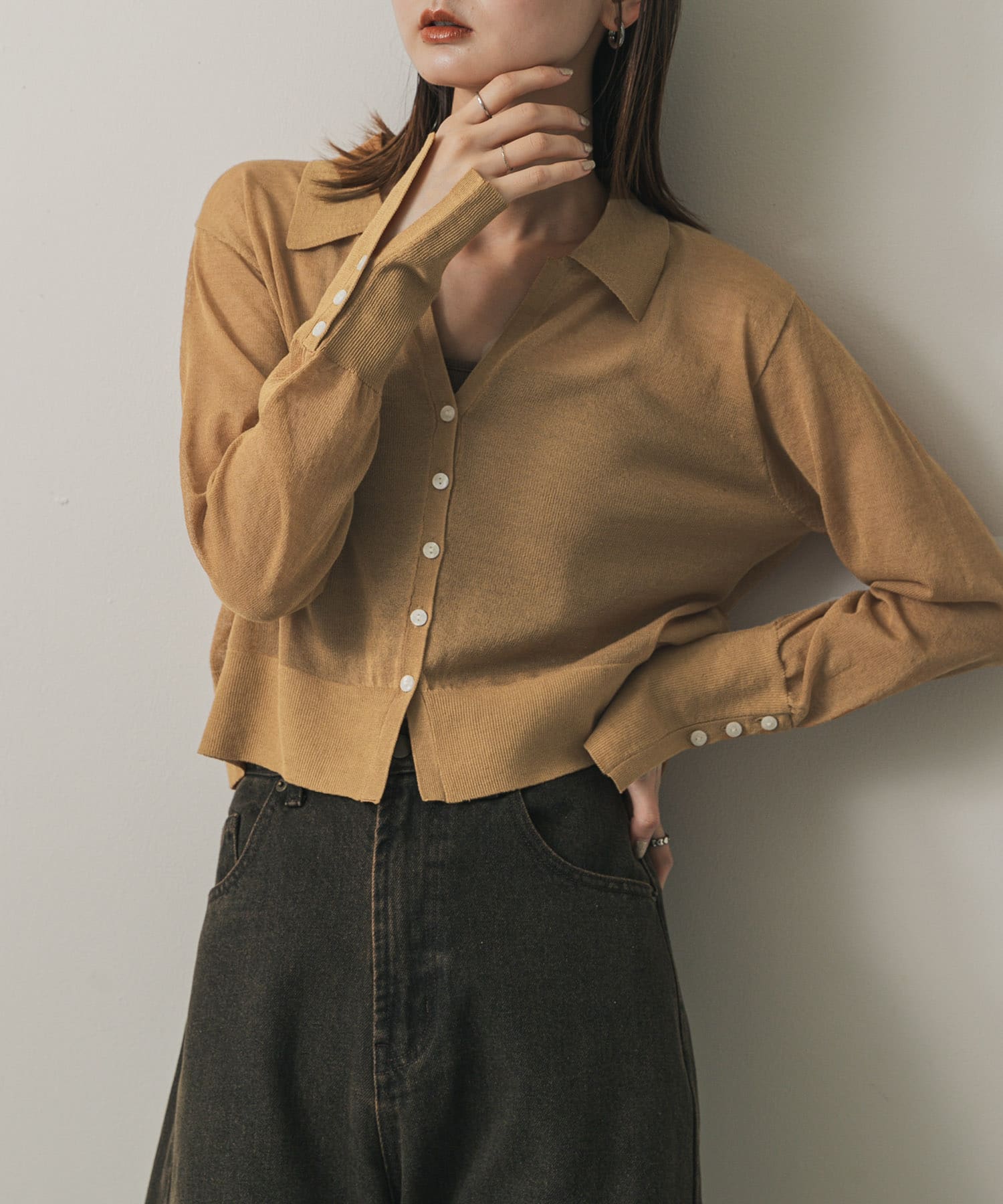 透膚開襟針織衫<br>Sheer Skipper Cardigan