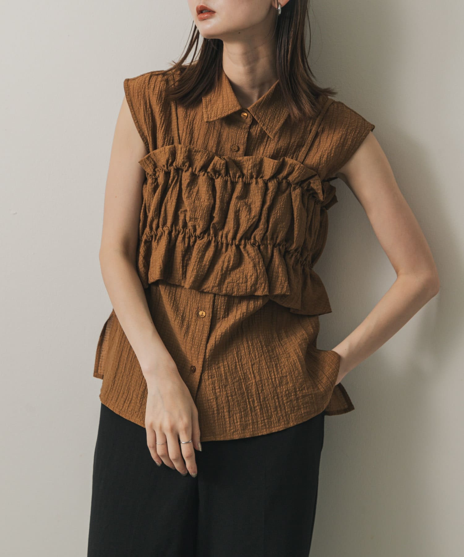 背心套裝無袖襯衫