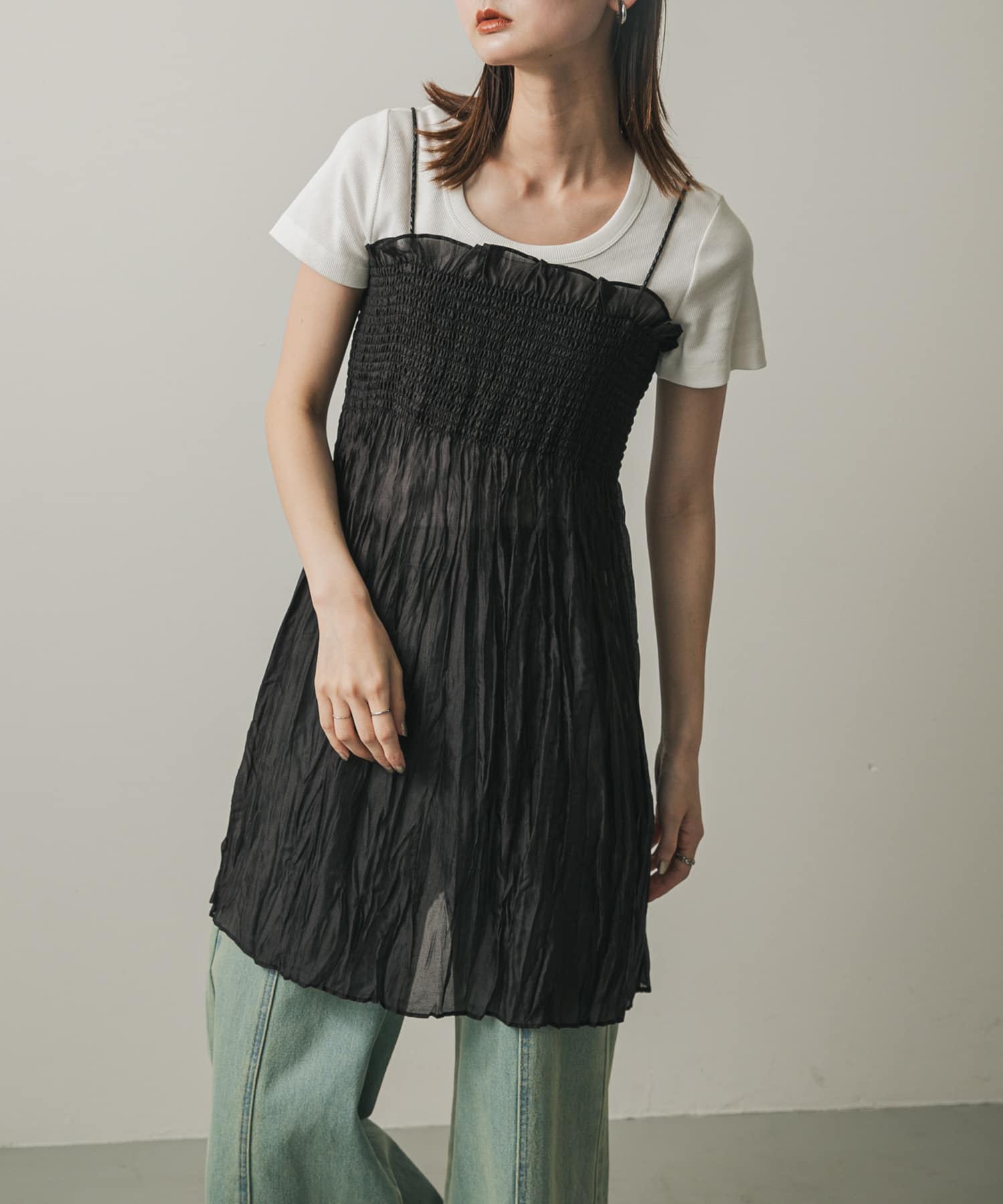 抽皺百褶短洋裝