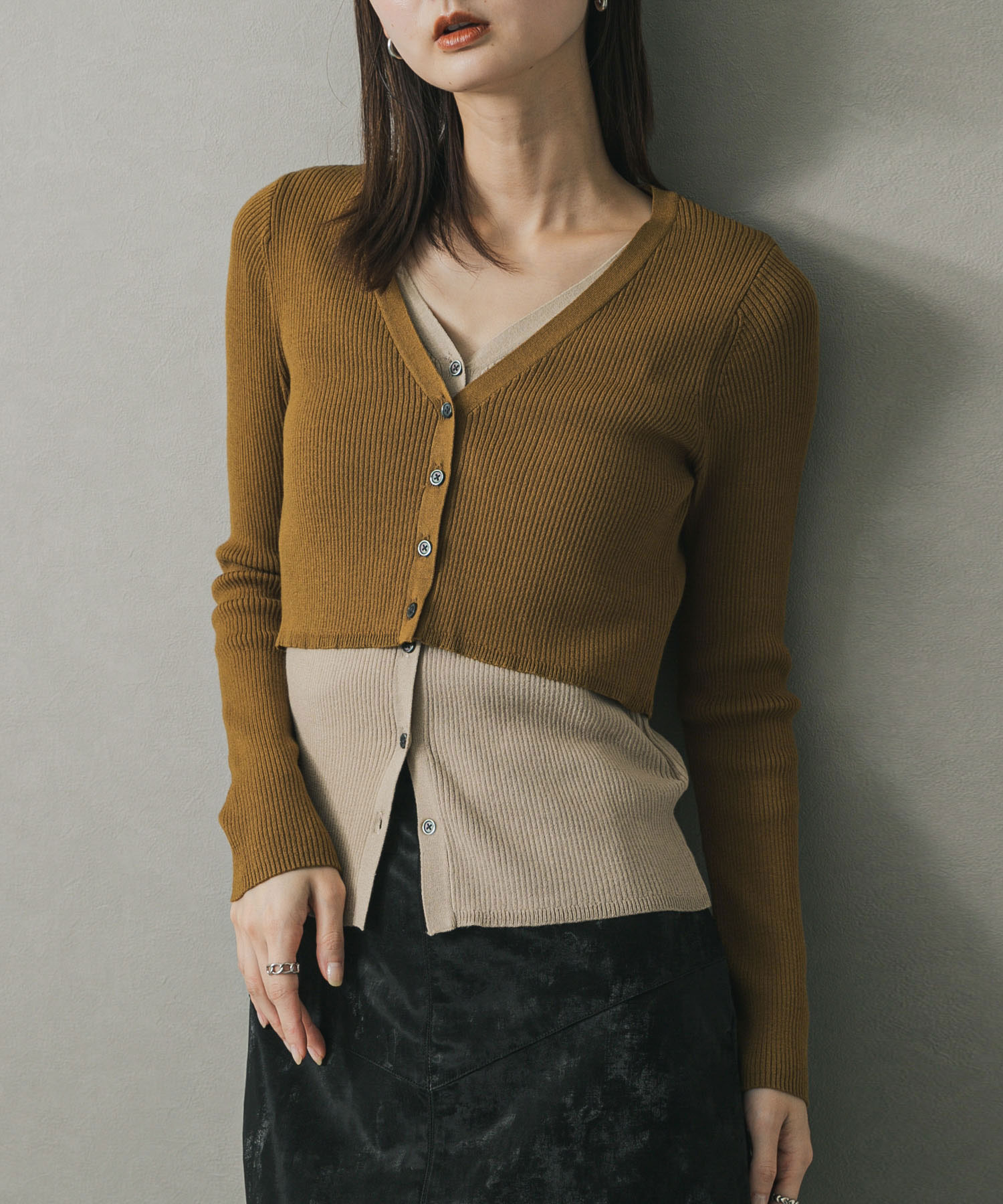 雙層設計針織開襟衫