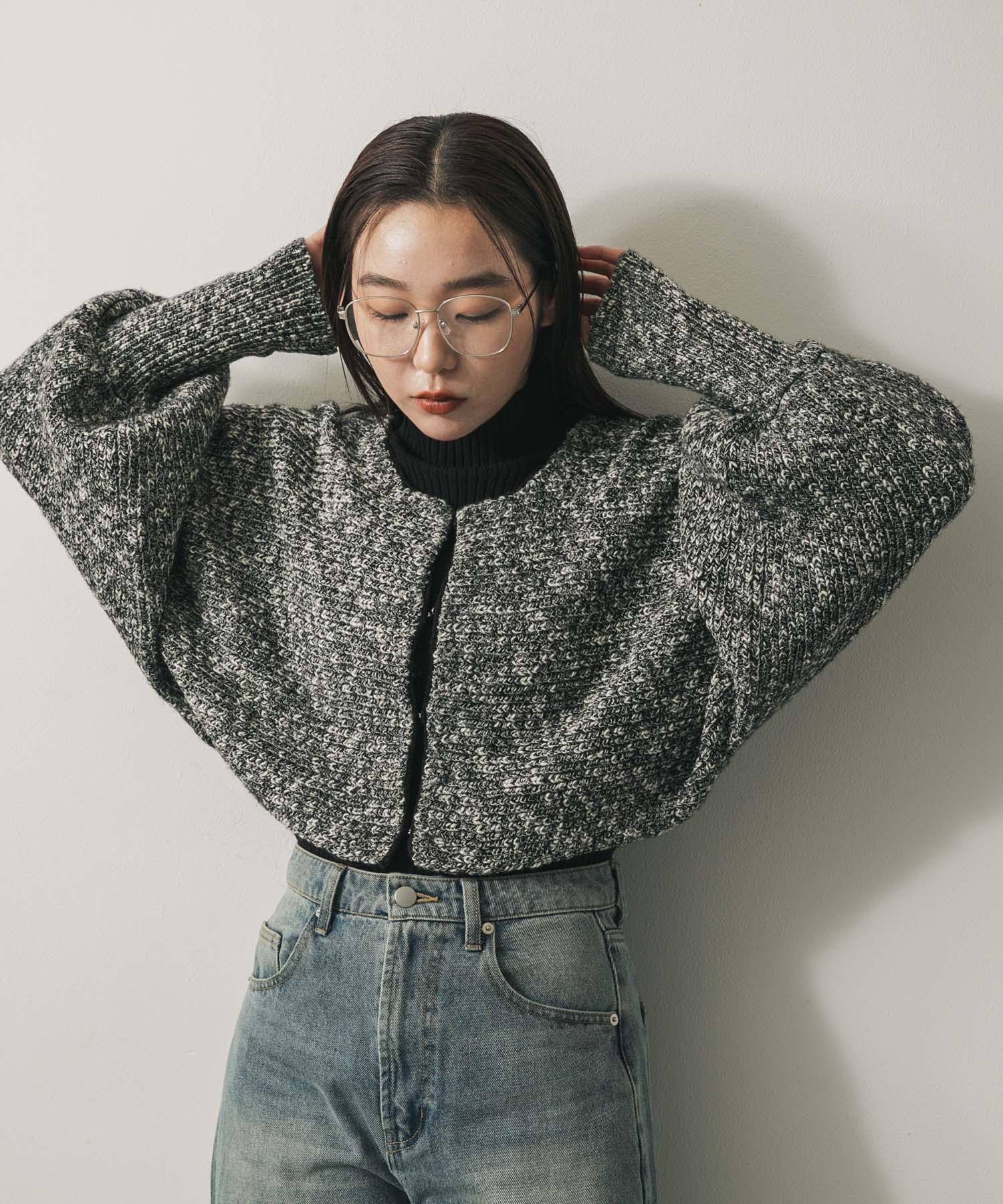 短版蝙蝠袖開襟衫