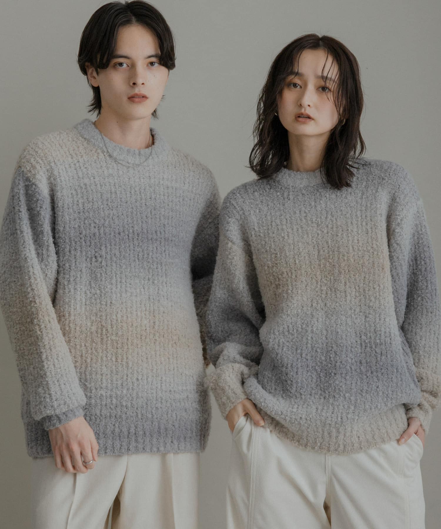 『UNISEX』<br>漸層圈紗針織毛衣
