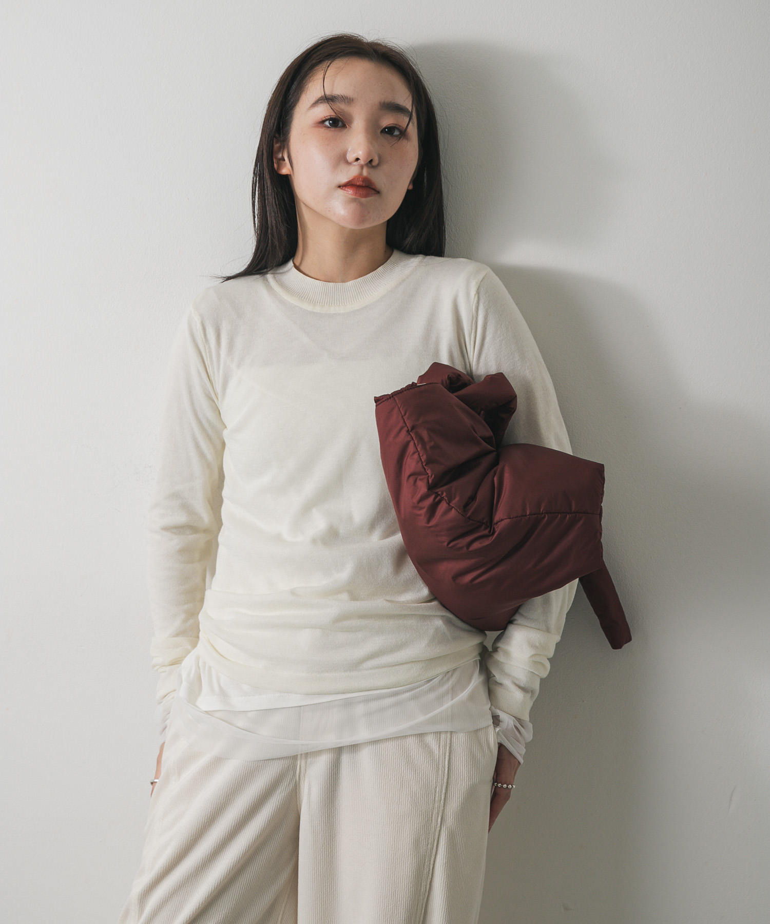 透膚高領針織上衣