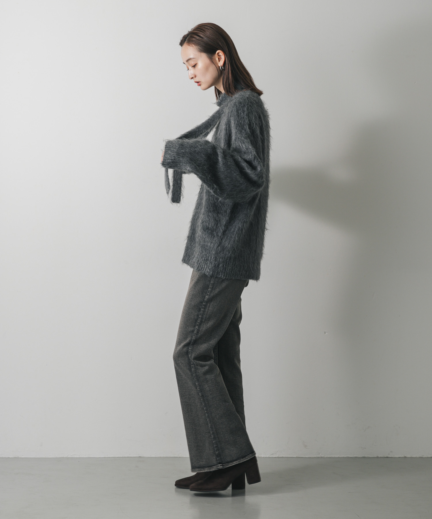 刷色丹寧喇叭褲