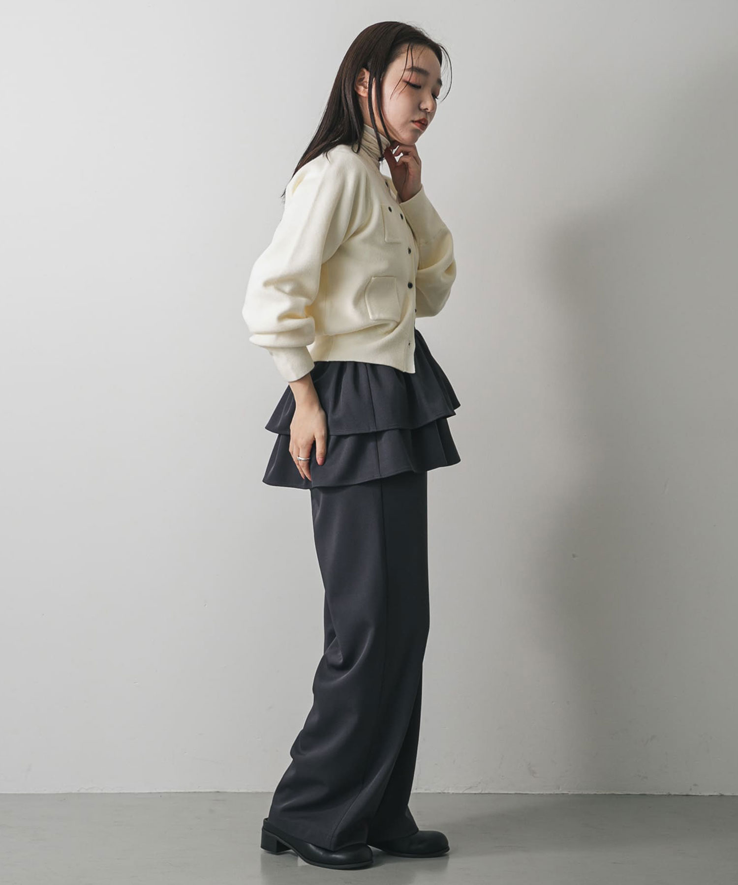 多WAY兩件式荷葉邊寬褲