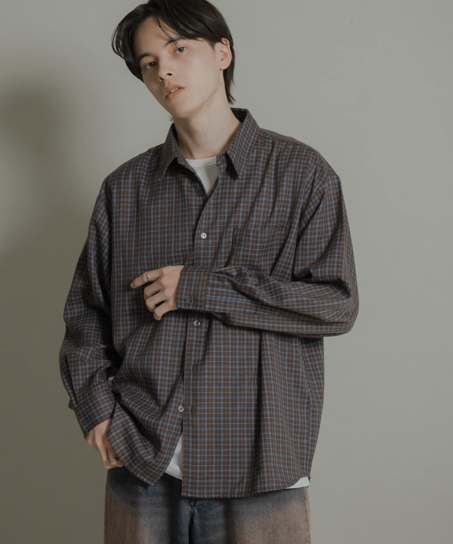 格紋長袖法蘭絨襯衫