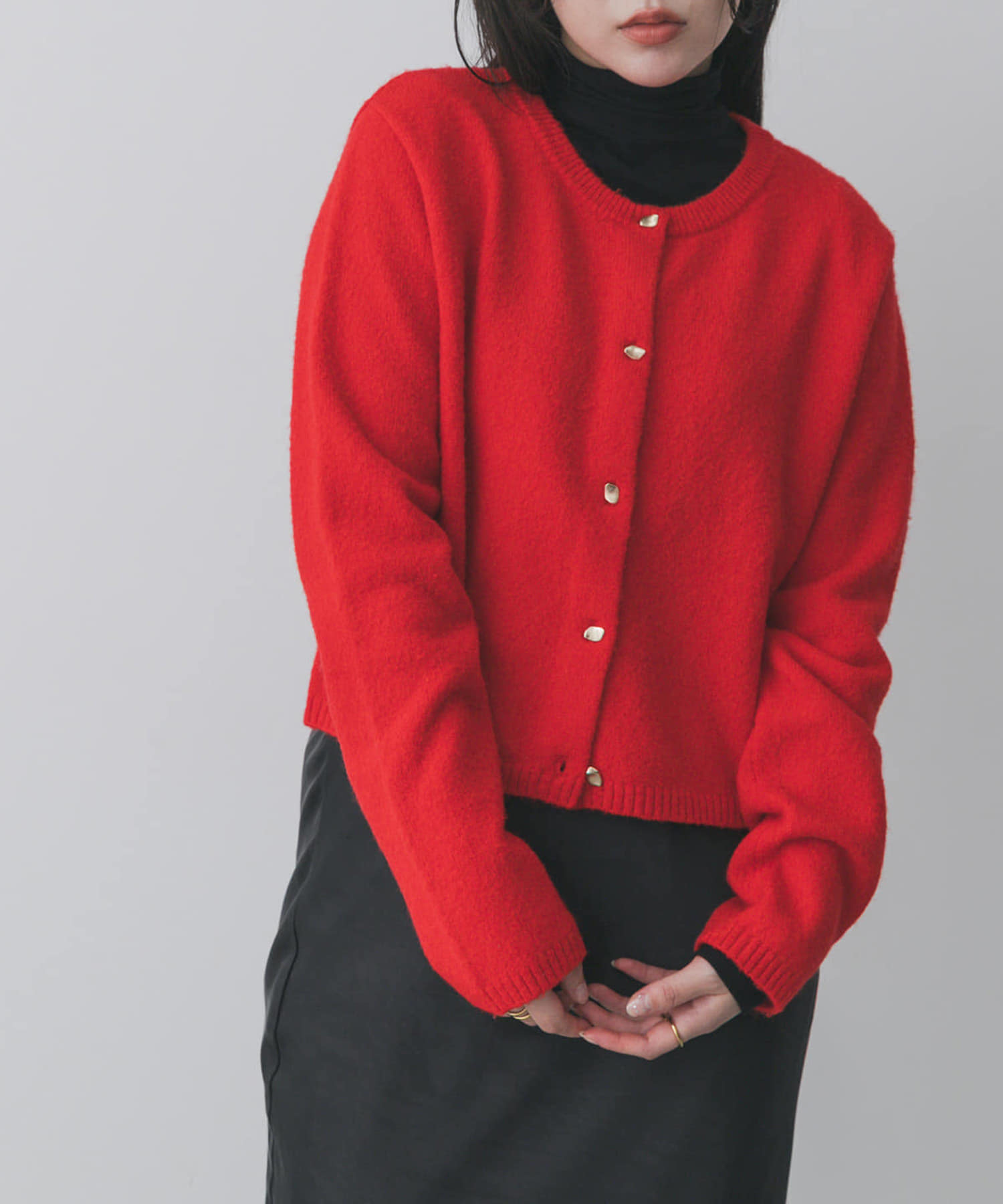 『可機洗』<br>金屬釦針織開襟衫