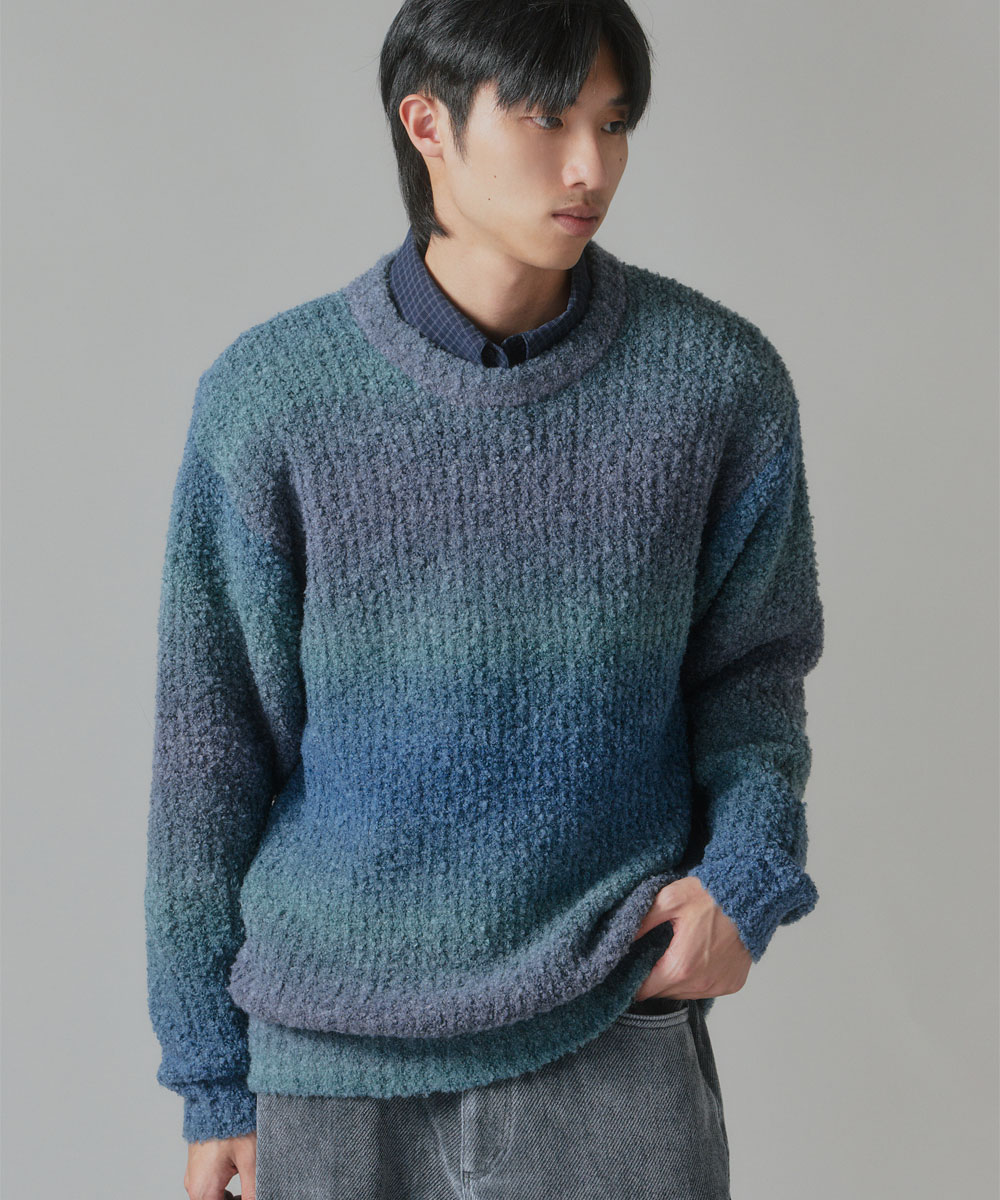 『UNISEX』<br>漸層圈紗針織毛衣